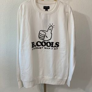 Barney Cools White Graphic Crewneck Sweater-medium -NWT